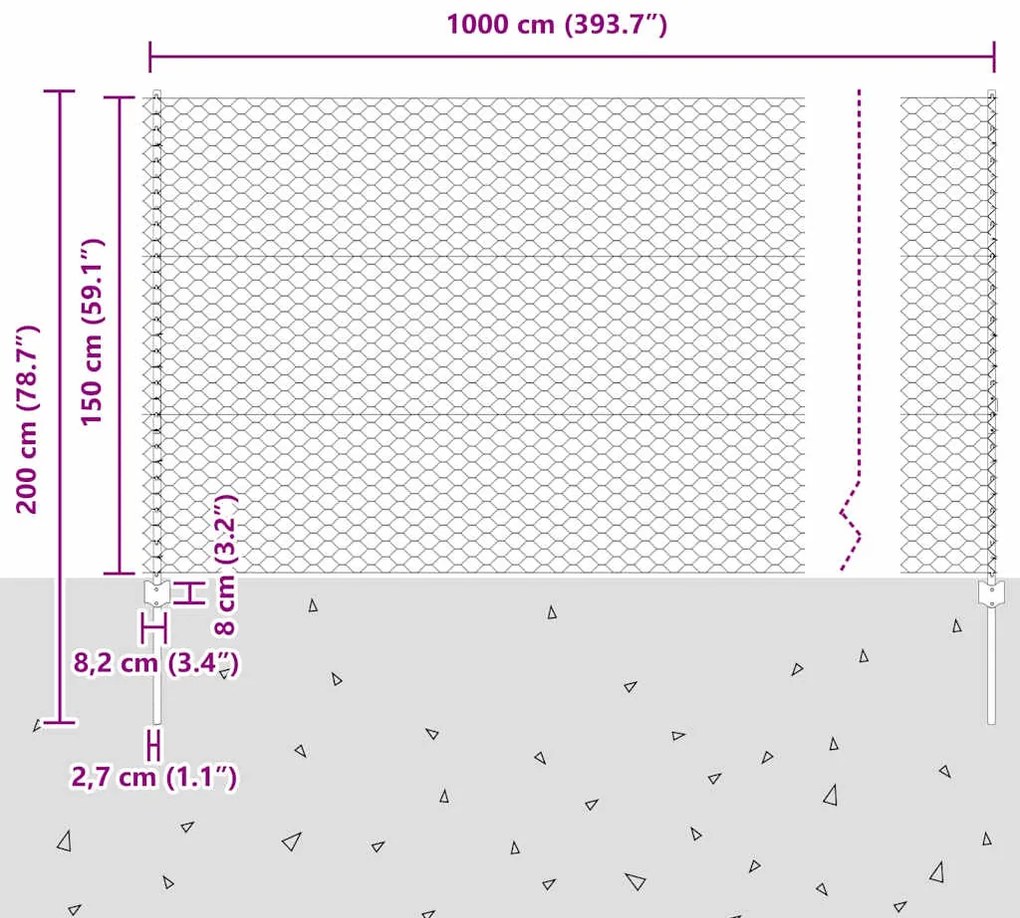 Postes de Cerca vidaXL 10 pcs Canal U Cinza 150 cm Aço