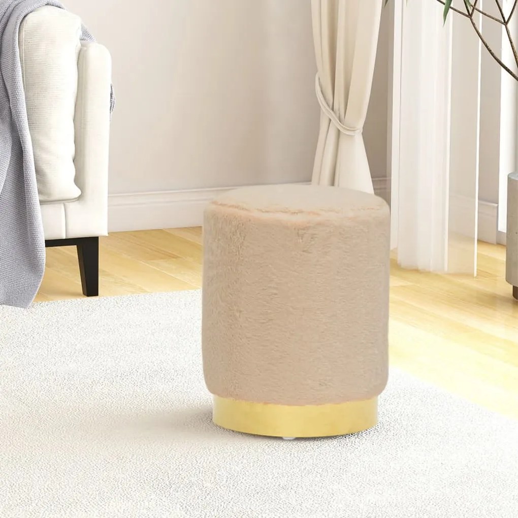 vidaXL Banqueta redonda pelúcia cor crème 28 x 36 cm