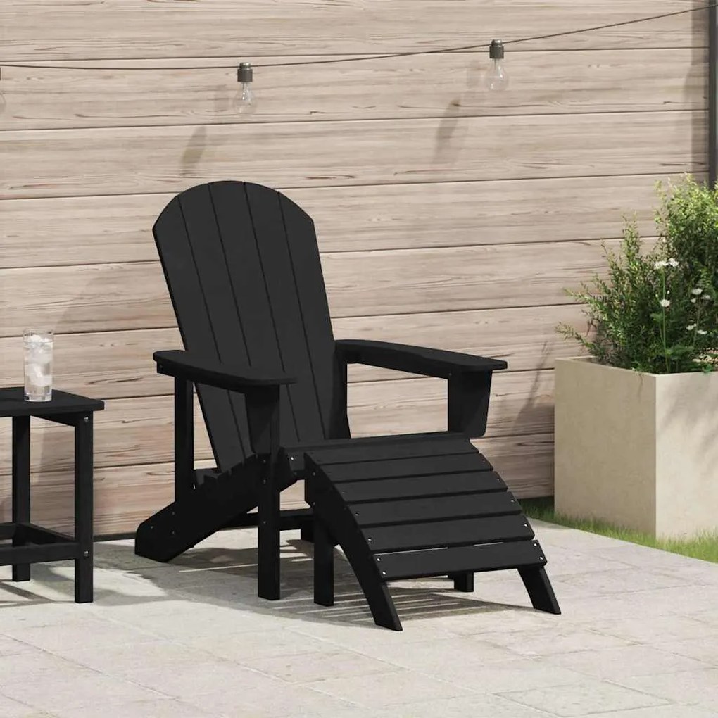 vidaXL Cadeira Adirondack Preto 82 x 74 x 92 cm HDPE