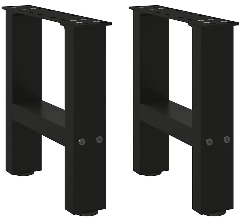 vidaXL Pés para mesa de centro pretos 2 peças 30x(30-31) cm aço