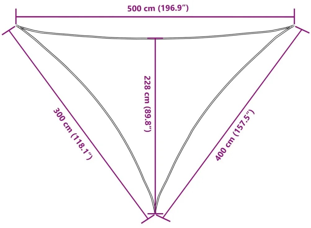Para-sol vela tecido oxford triangular 3x4x5m cinza-acastanhado