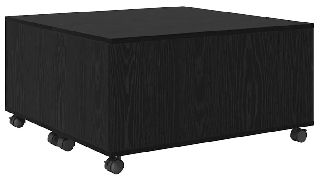 Mesa de centro com roda com armazenamento Carvalho preto 75 x 75 x 38
