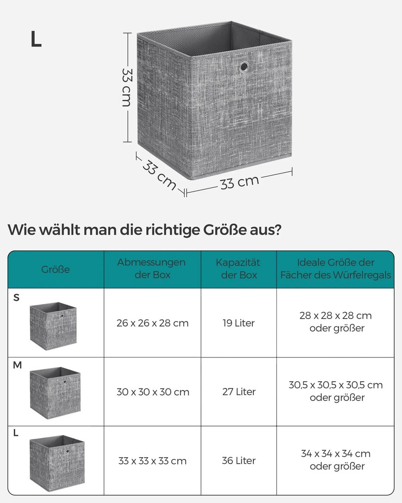 Conjunto de 6 Caixas de arrumação 33cm cinzentas mosqueadas
