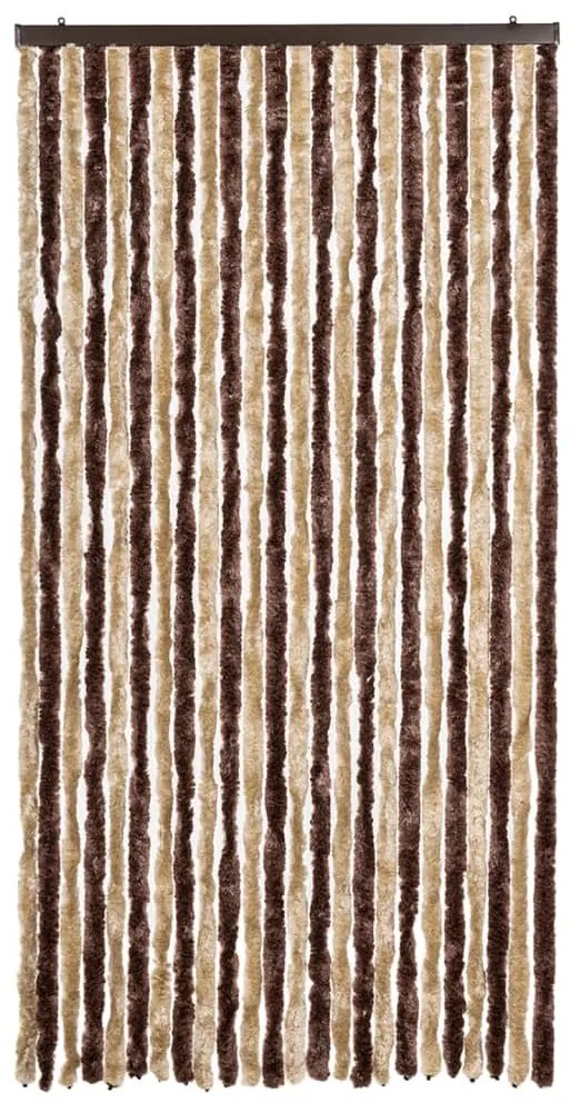 Cortina anti-insetos 100x200 cm chenille bege e castanho-claro