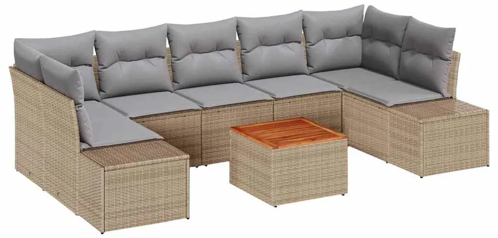 Conjunto de Sofás de Jardim 8 pcs Bege, cinza claro