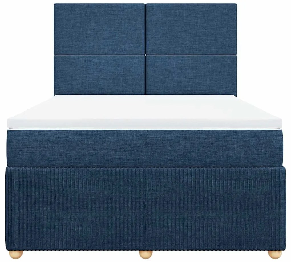 Cama com molas/colchão 140x200 cm tecido azul