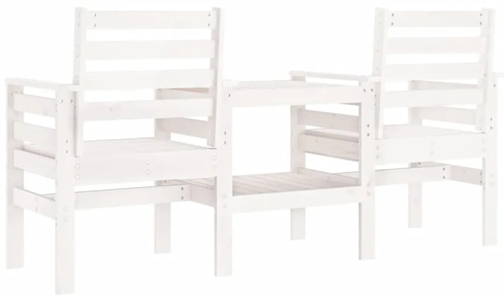 Banco de jardim 2 lugares com mesa pinho maciço branco