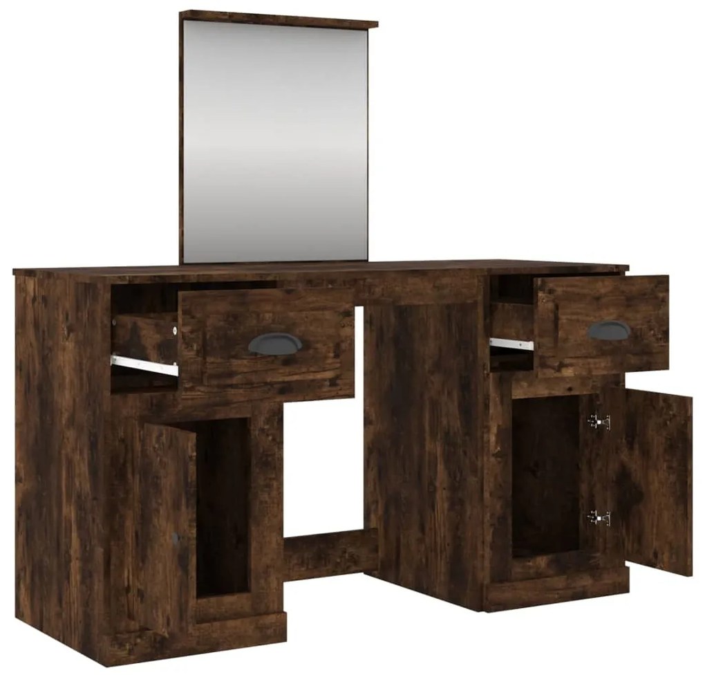 Toucador com espelho 130x50x132,5 cm cor carvalho fumado