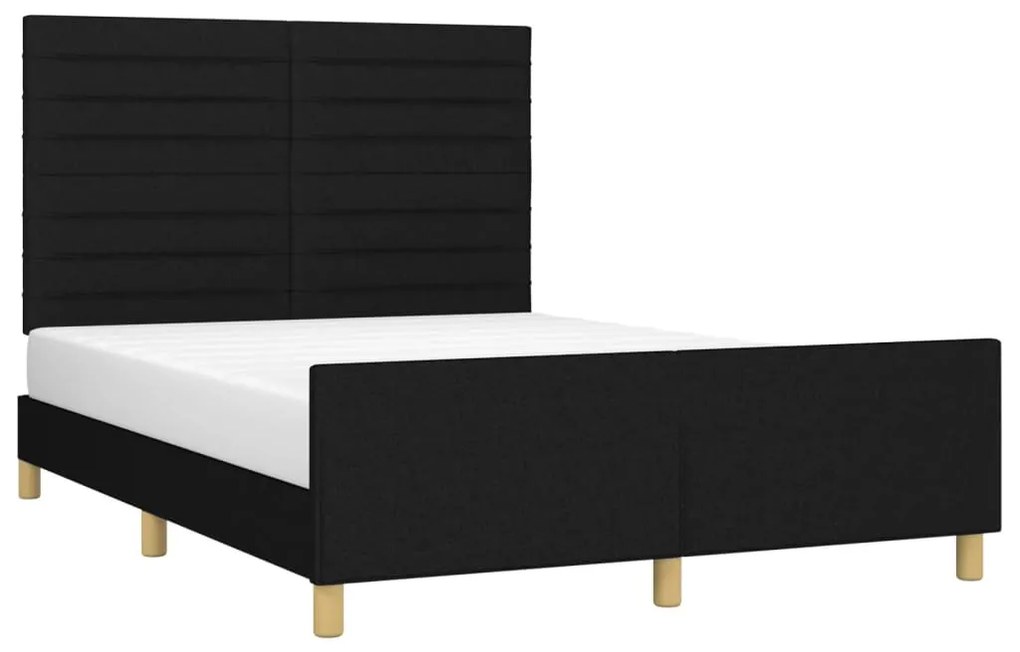 Estrutura de cama sem colchão 140x200 cm tecido preto