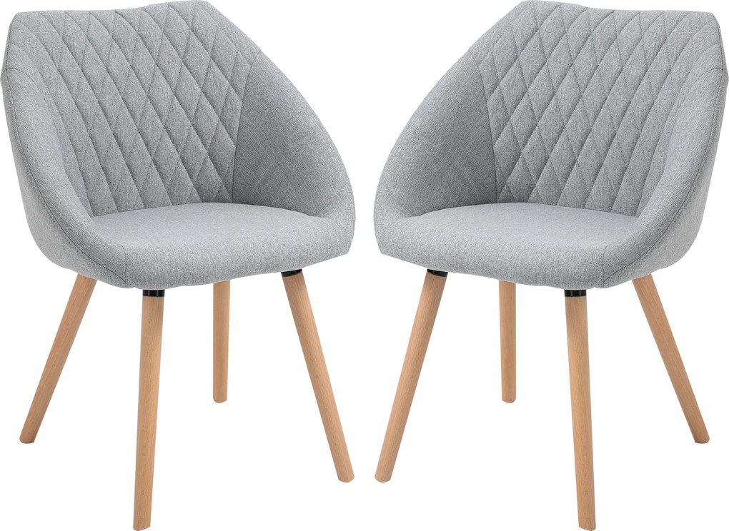 Conjunto de 2 cadeiras de jantar de design escandinavo (MESA NÃO INCLUIDA) Pernas afiladas em madeira de faia - Assento, encosto e braços ergonómicos