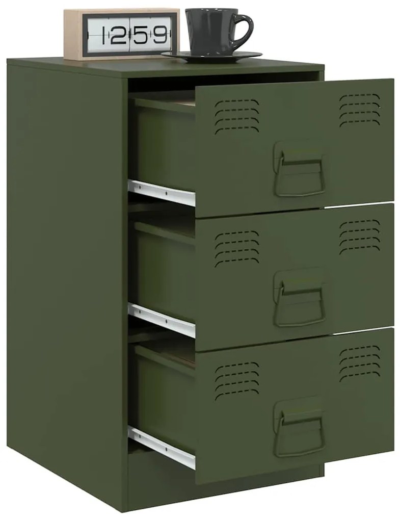 Mesas de cabeceira 2 pcs 34,5x39x62 cm aço verde azeitona