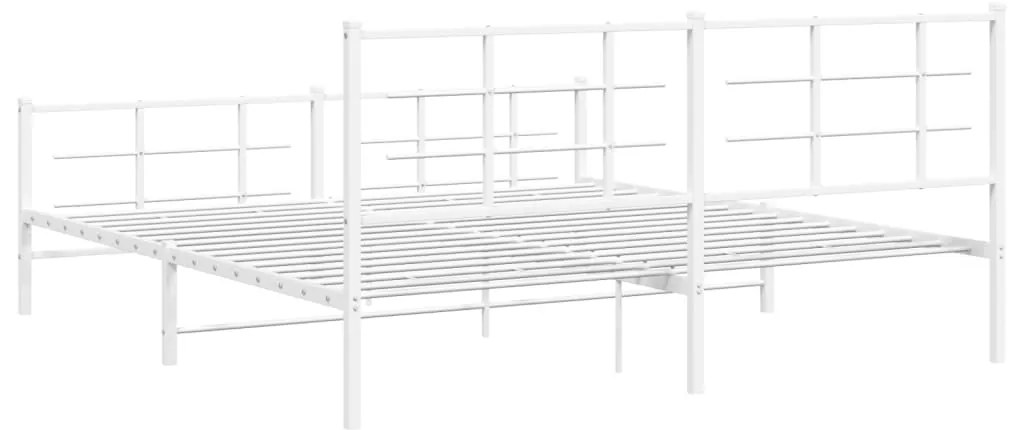 Estrutura de cama com cabeceira e pés 183x213 cm metal branco