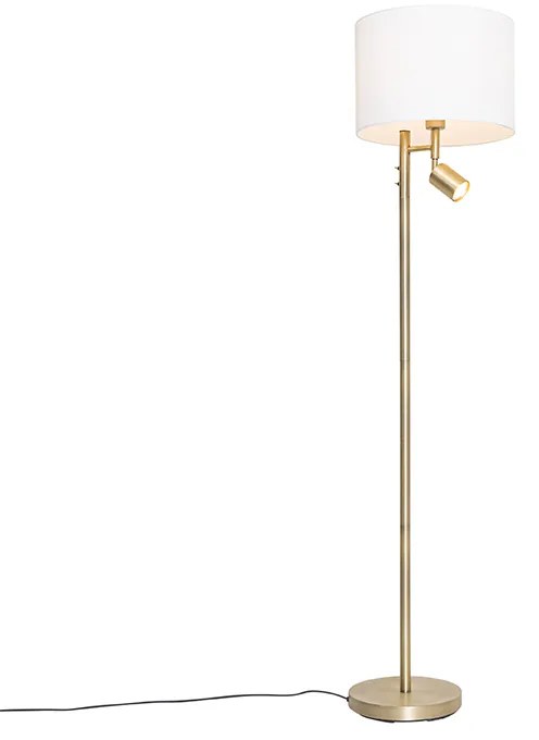 Candeeiro de pé em bronze com cúpula branca e luz de leitura - Jelena Moderno
