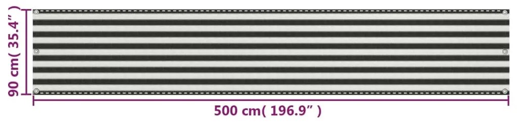 Tela varanda PEAD 90x500 cm antracite e branco