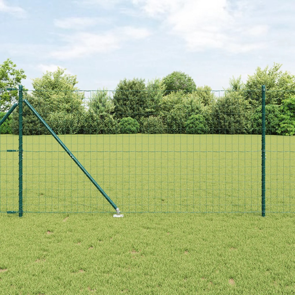 vidaXL Cerca Euro com 7 Postes Espigados 1,4x10 m Aço Galvanizado Verde