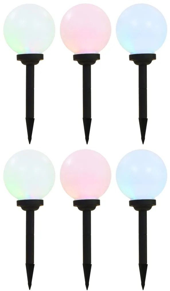 Candeeiro solar de exterior LED 6 pcs esférico 20 cm RGB