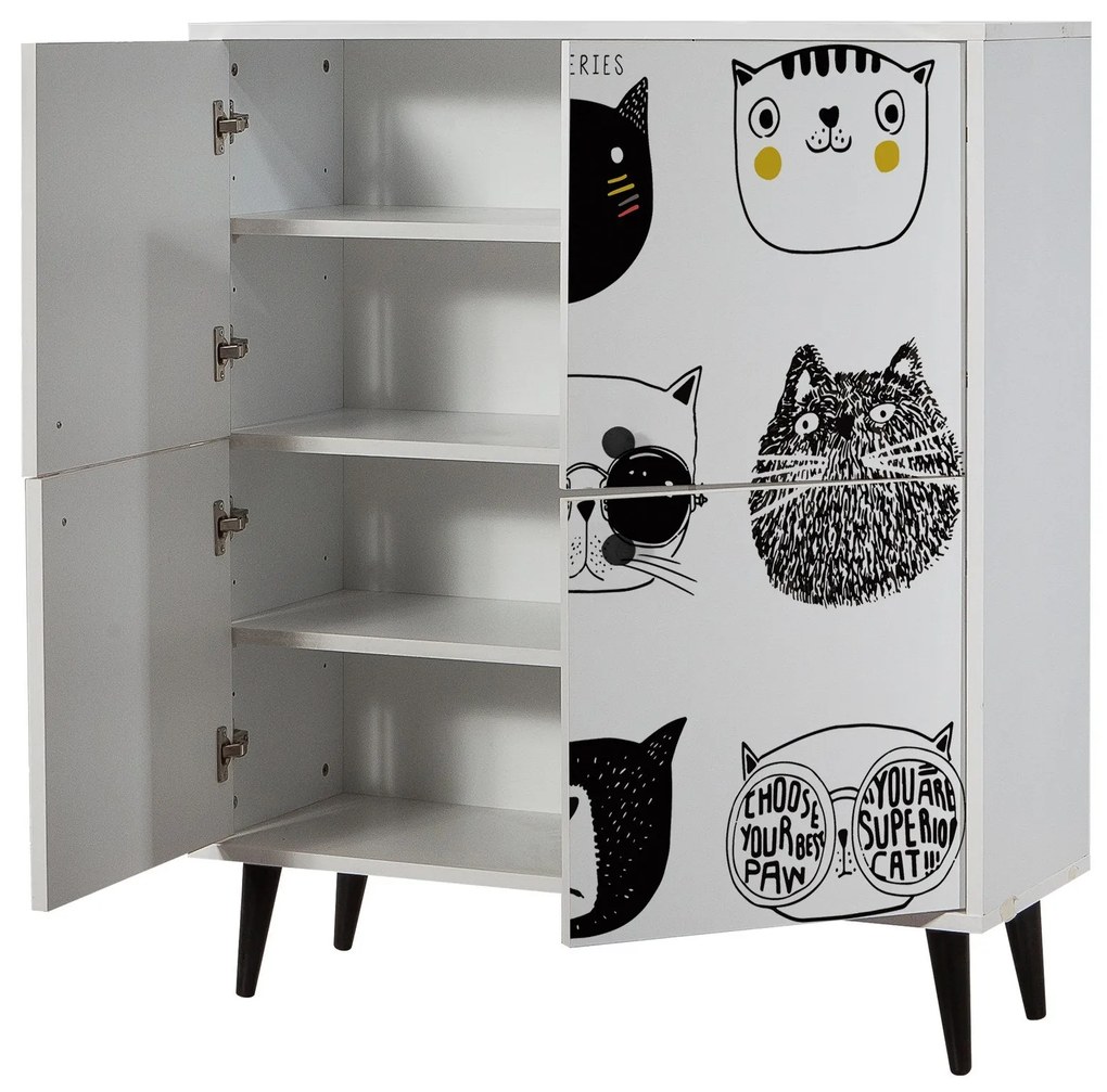 Armário Multiuso Multilux – Branco, Preto, Amarelo – 95x111x36 cm