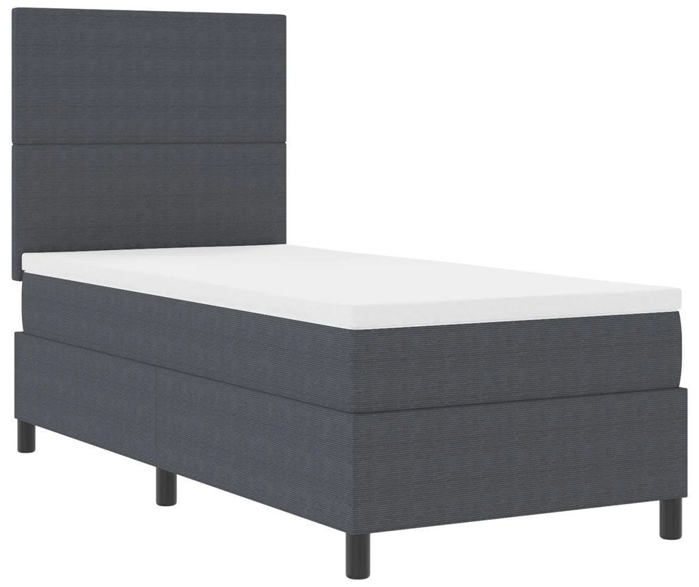Cama Box Spring com Colchão Cinza Escuro Solteiro Tecido de Veludo Cot