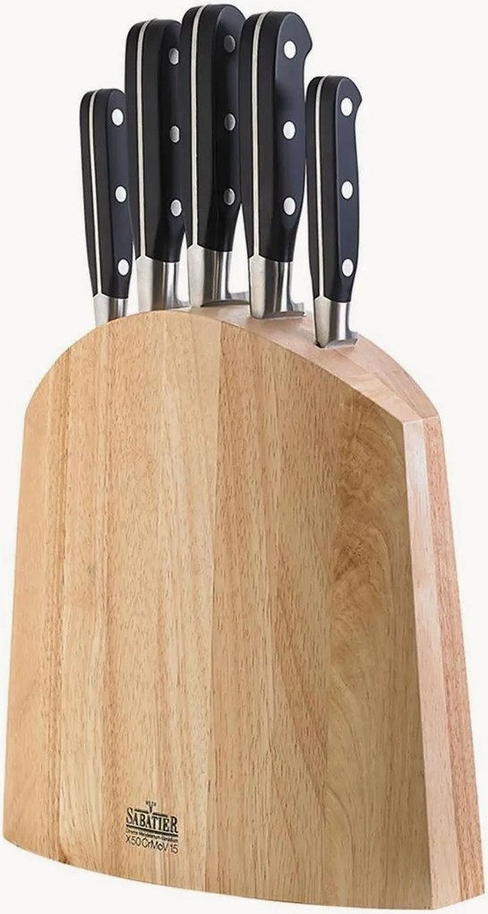 Facas de cozinha com bloco V Sabatier, conjunto de 6
