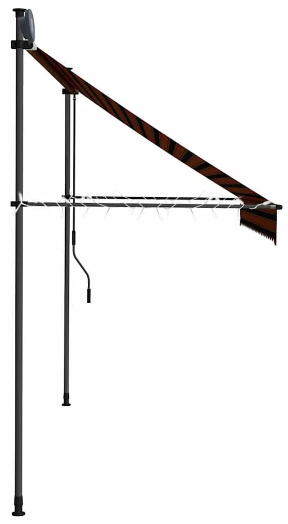 Toldo retrátil manual com LED 250 cm laranja e castanho