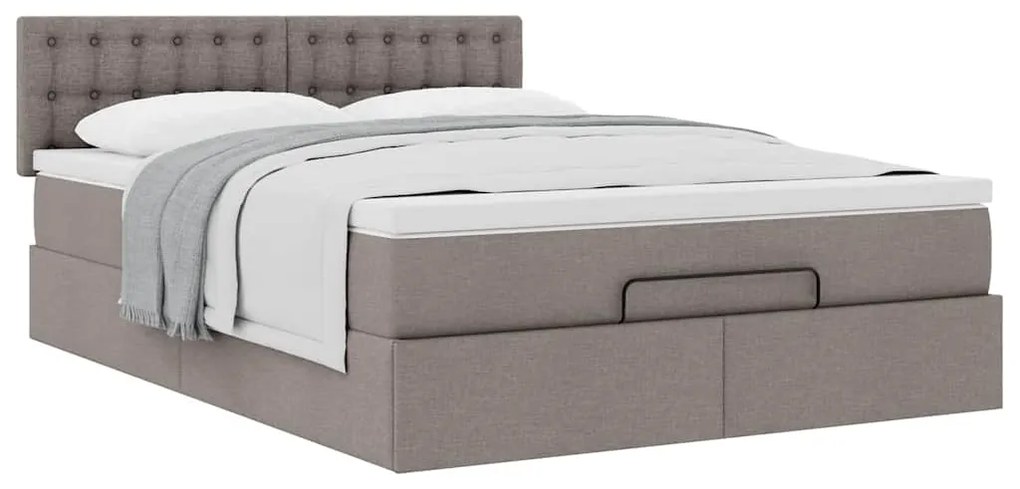 Cama otomana com colchão 140x200 cm tecido cinza