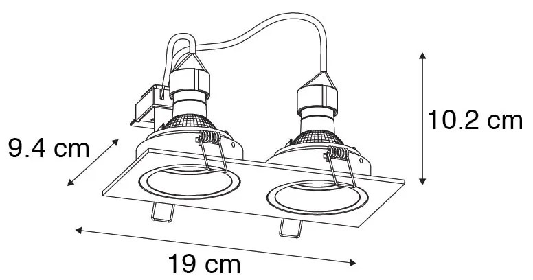 LED Foco embutido inteligente preto retangular ajustável incl. 2 WiFi GU10 - Chuck Moderno