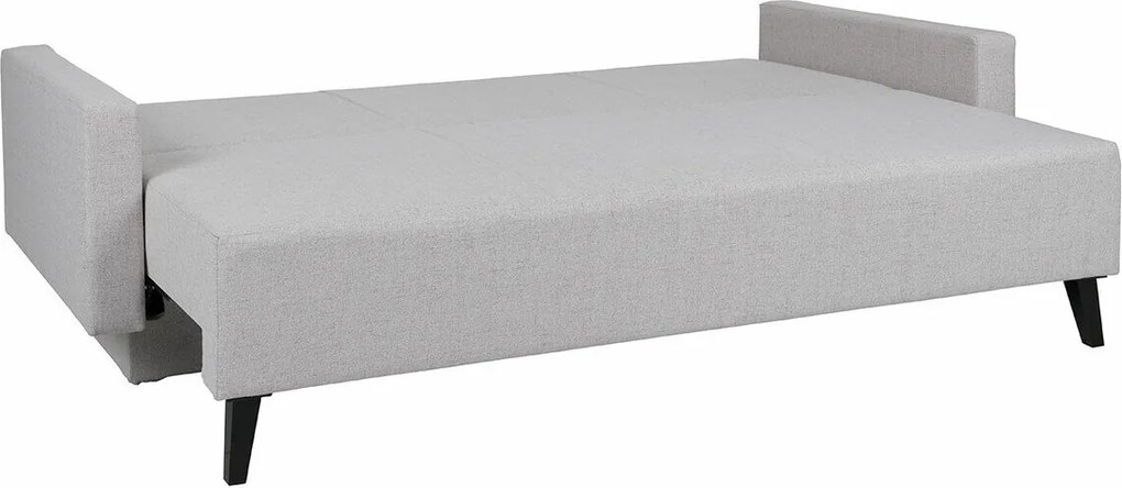 Sofá-cama Delbene 128, Cama com arrumação, Preto brilhante, Cinzento, 86x215x95cm, 101.01 kg, Pernas: Plástico