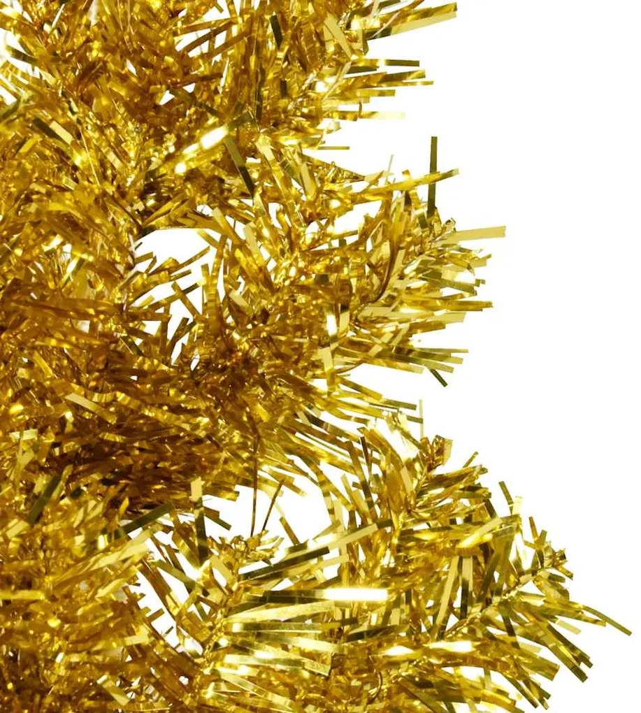 Meia árvore de Natal fina com suporte 180 cm dourado