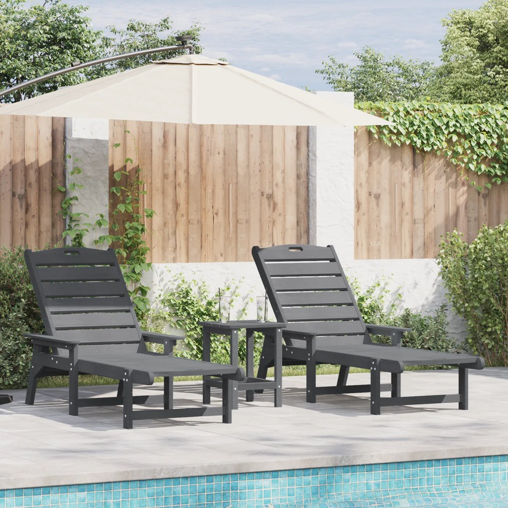 vidaXL Espreguiçadeiras 2 pcs Cinzento Claro 162x53x98.5 cm HDPE