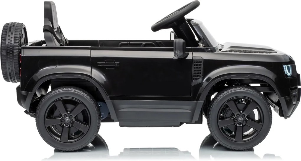Carro elétrico para Crianças 12V 4x4 Land Rover Defender Rodas de espuma EVA, Assento Couro ecológico, Controlo remoto Preto