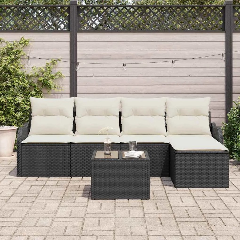 Conjunto de Sofá de Jardim vidaXL de 5 Peças com Almofadas Rattan Sint