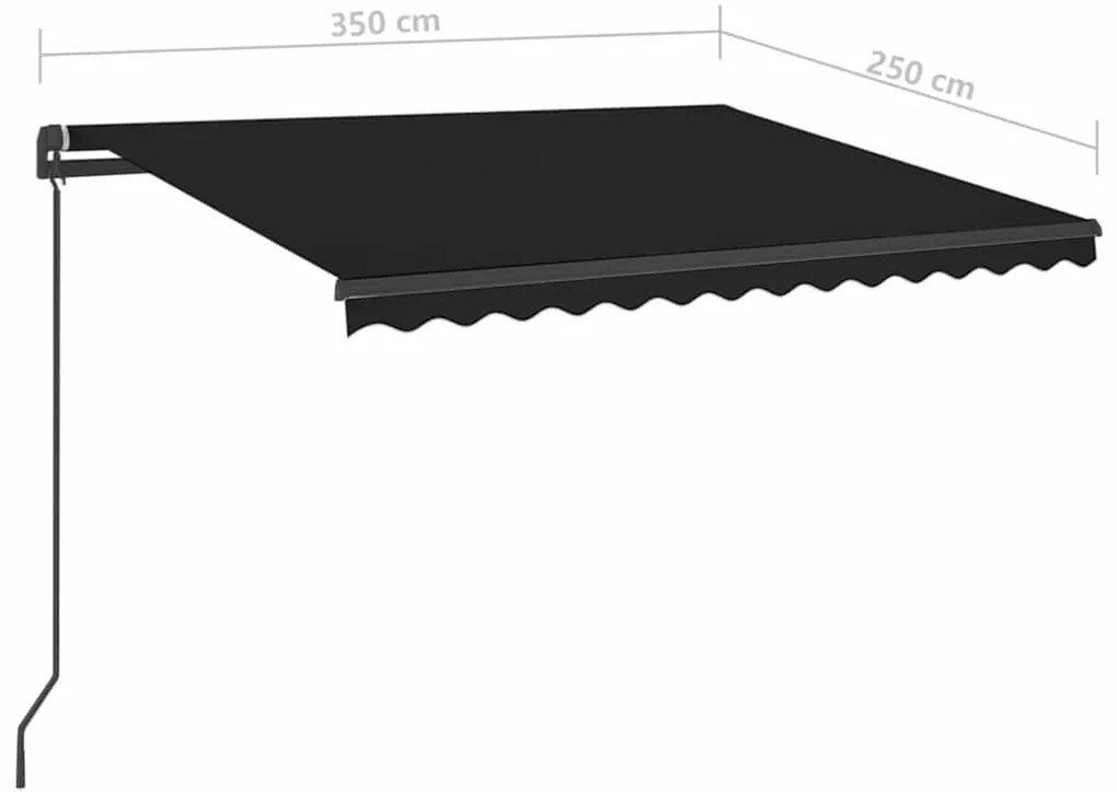 Toldo retrátil manual com LED 3,5x2,5 m antracite