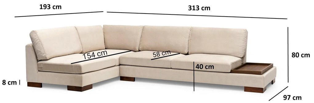 **** Sofá de Canto Tulip – Bege – 193 cm x 313 cm

**