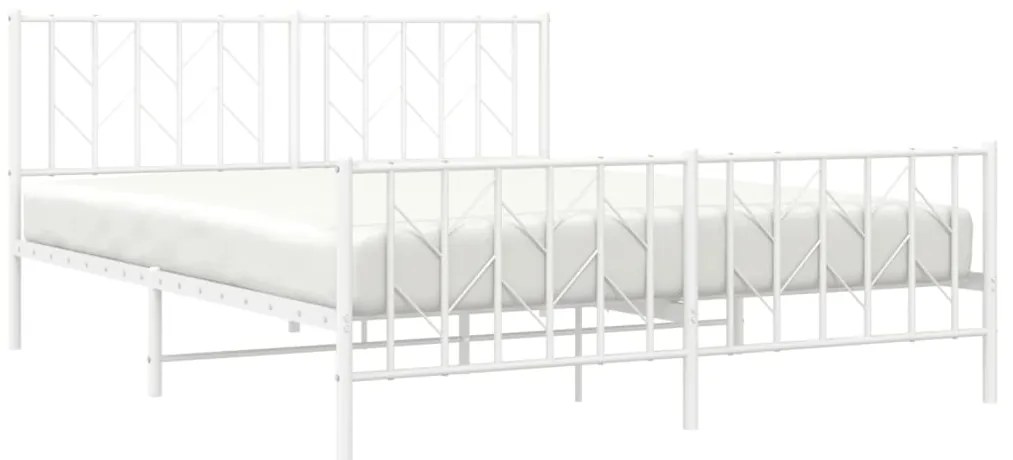 Estrutura de cama com cabeceira e pés 160x200 cm metal branco