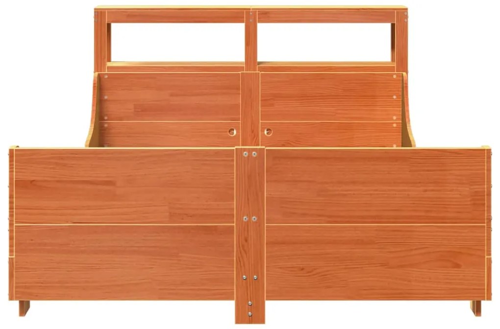 Cama sem colchão 140x200 cm madeira pinho maciça castanho-mel