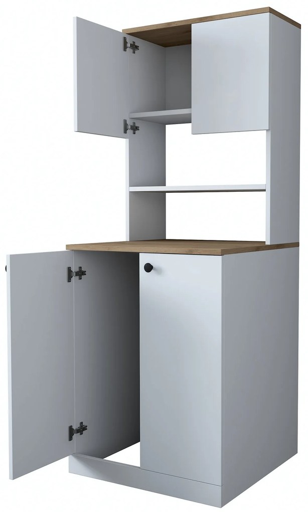 Armário para Máquina de Lavar KD102 – Branco e Nogueira – 70x183,6x72,
