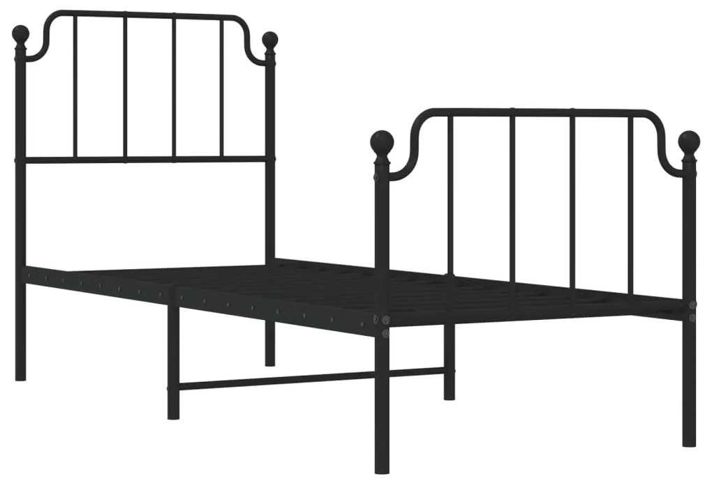 Estrutura de cama com cabeceira e pés 80x200 cm metal preto