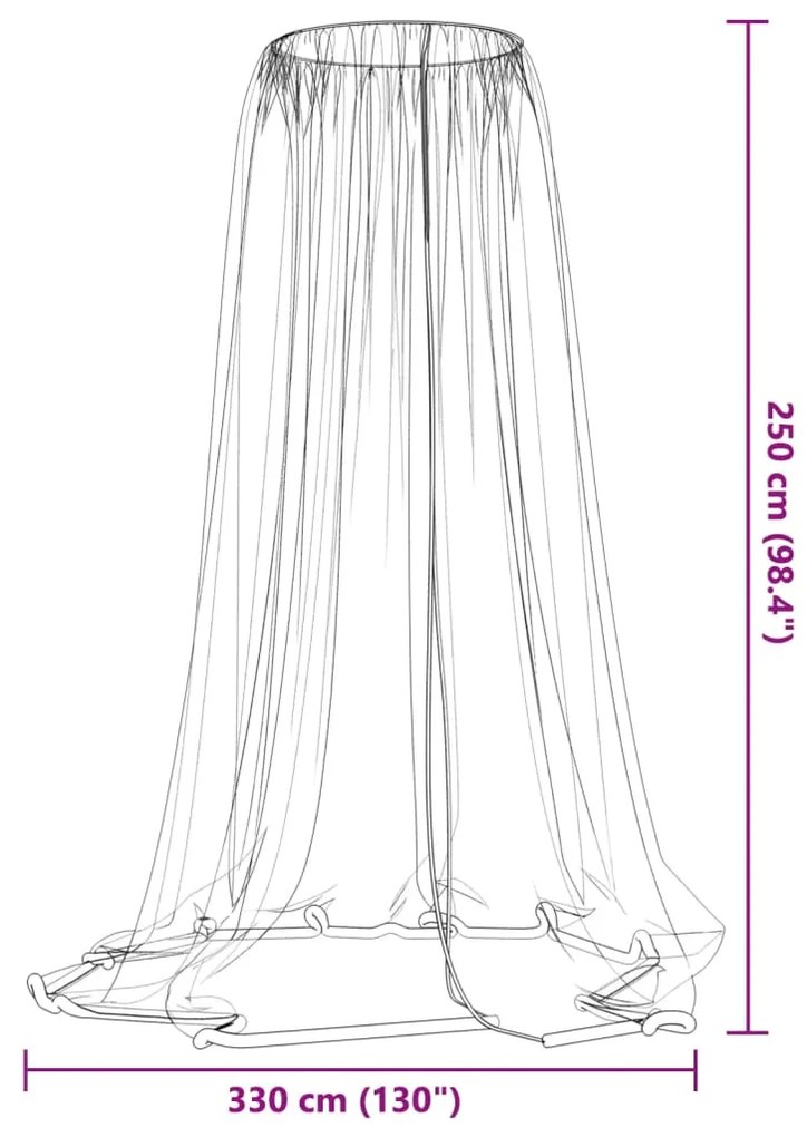 Rede mosquiteira para guarda-sol malha 220 Φ330x250 cm branco
