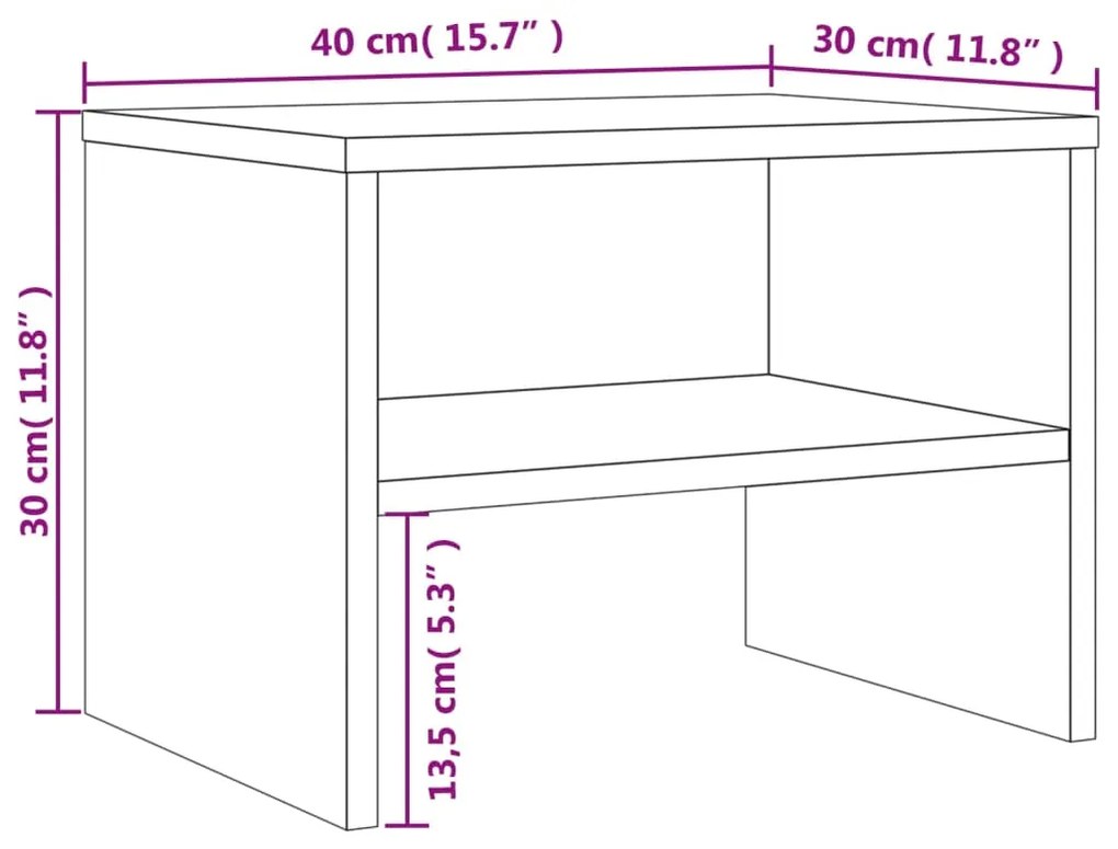 Mesa cabeceira 2pcs 40x30x30cm deriv. madeira carvalho castanho