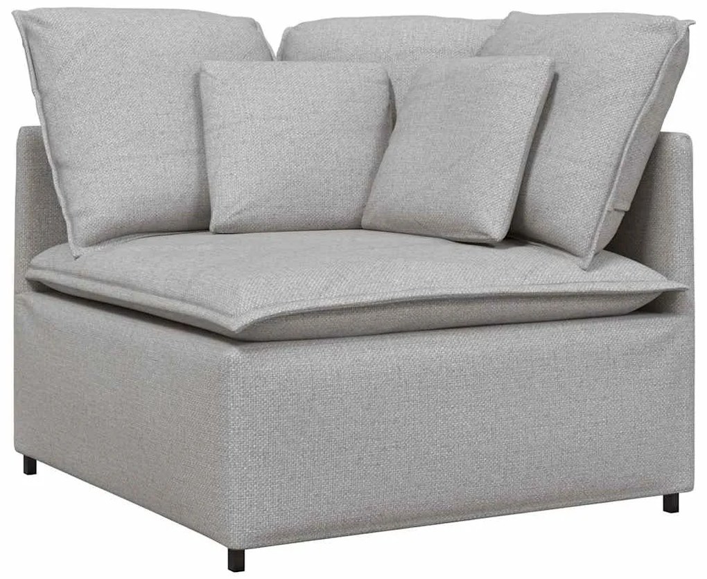 Sofá modular com pufes e almofadas tecido cinzento nublado