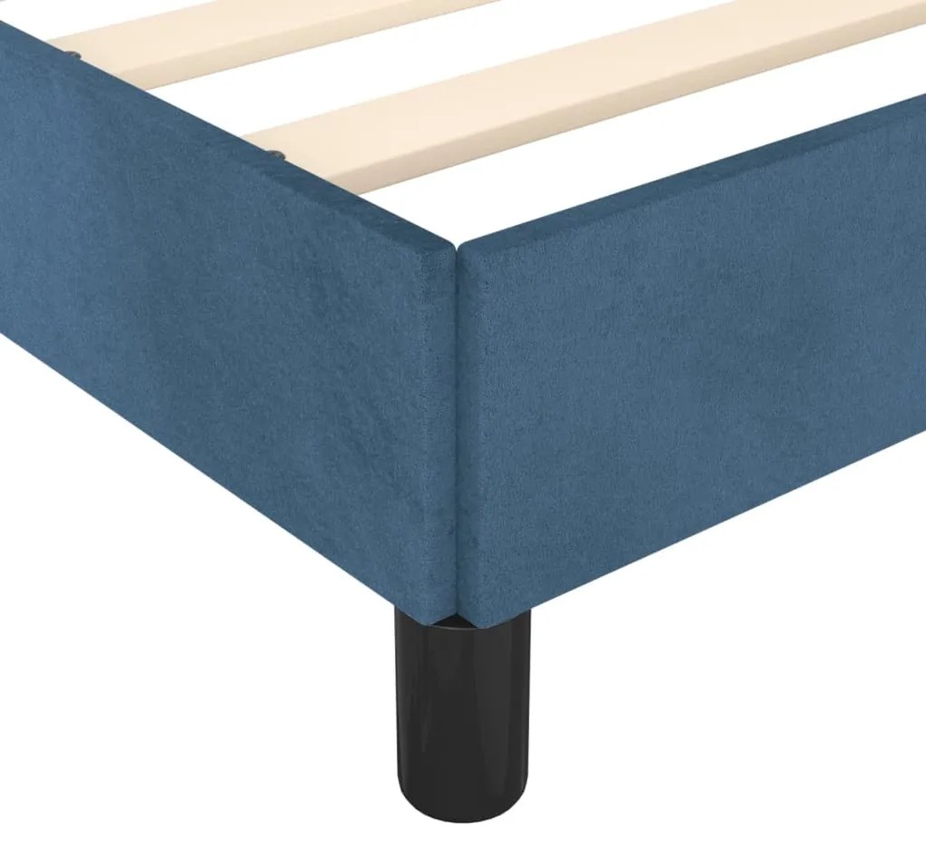 Estrutura de cama sem colchão 90x190 cm veludo azul-escuro