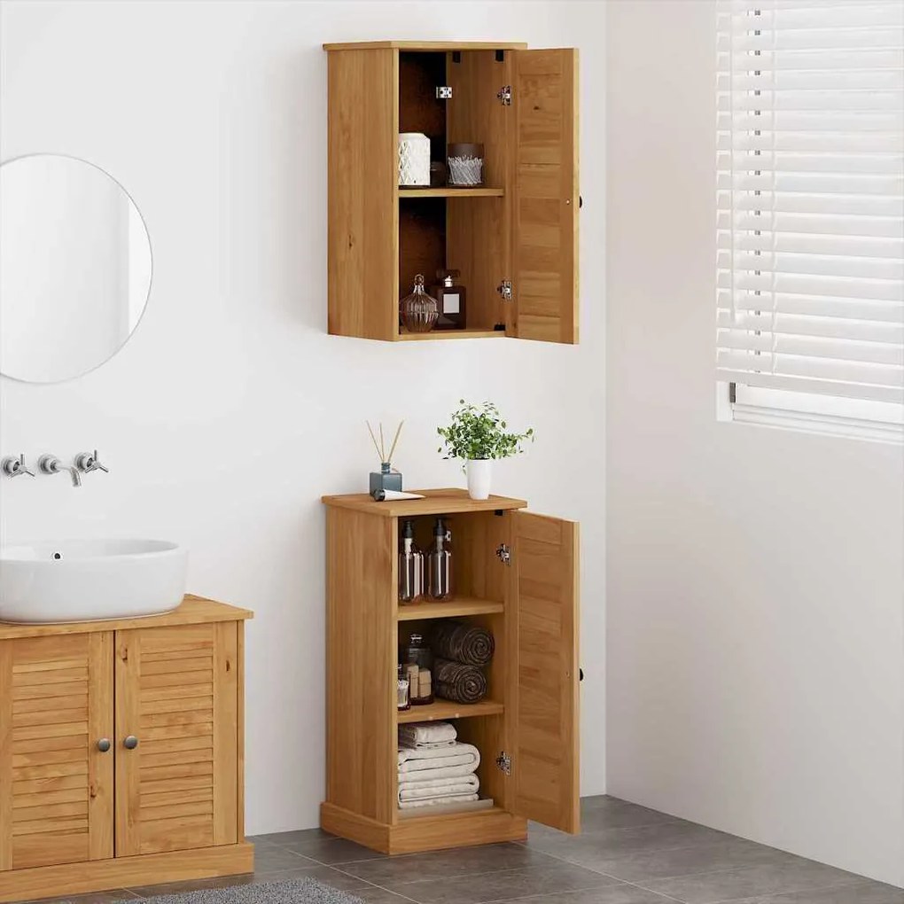 Conjunto de Móveis para Banheiro 2 pcs Marrom e marrom mel
