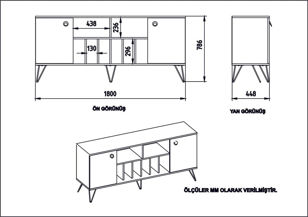 Console Lorenz – Nogueira Preta – 180x78,6x44,8 cm