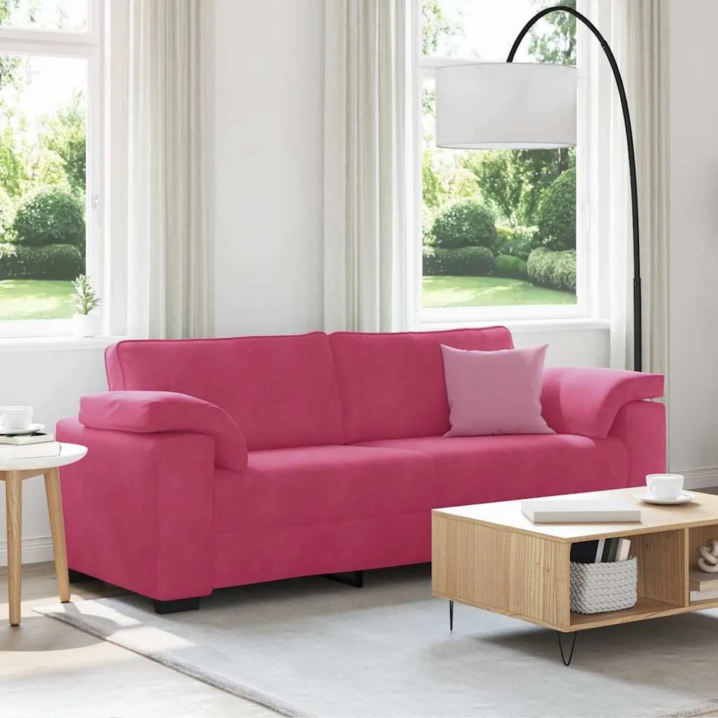 vidaXL Sofá de 3 lugares veludo 178 cm vermelho tinto