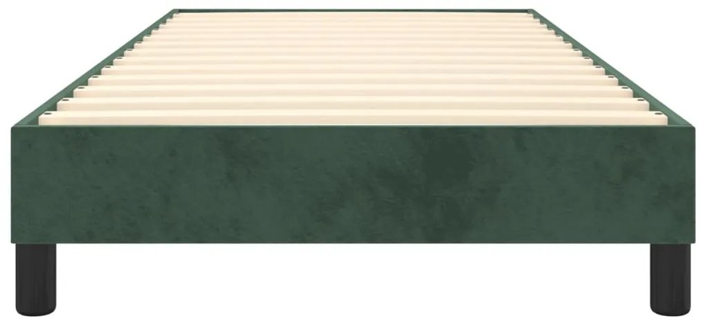 Estrutura de cama sem colchão 100x200 cm veludo verde-escuro