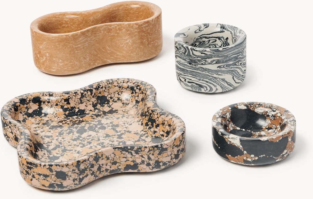 Taças decorativas em mármore artificial Elara, conjunto de 4