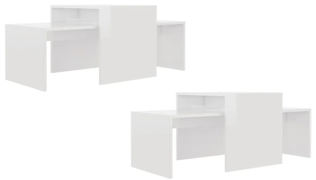 Conjunto mesas centro 100x48x40cm contrapla. branco brilhante
