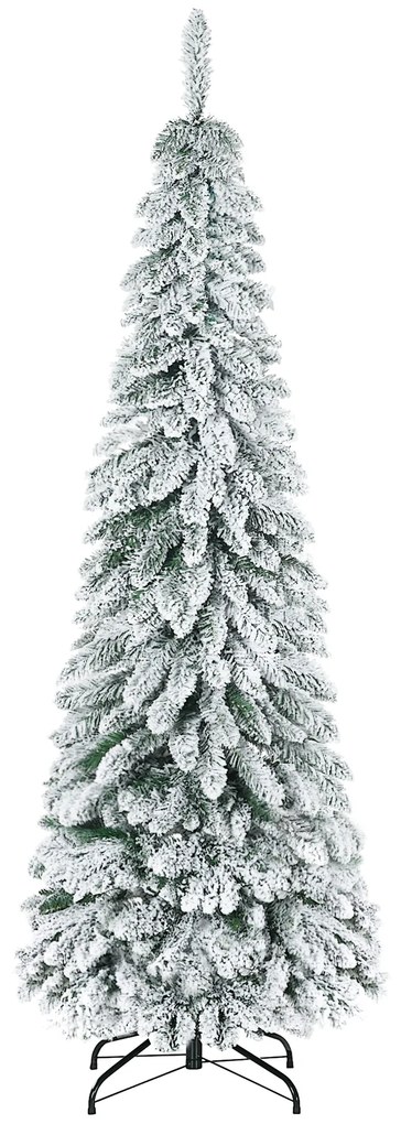 Árvore de Natal Artificial efeito neve com 523 Ramos Suporte de Aço Dobrável Decoração para Casa Festas Ø74x180 cm Verde