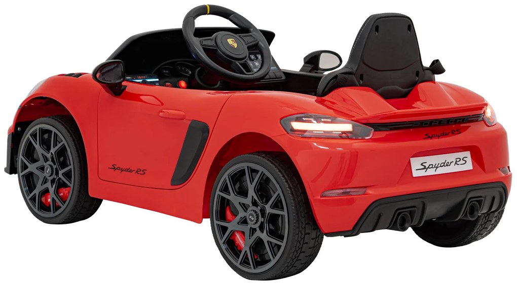 Carro elétrico para Crianças 12V Porsche Spyder RS 718, Rodas Espuma EVA, assento couro ecológico Carga até 30 kg Vermelho