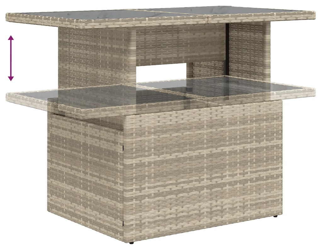 Conjunto de Sofás de Jardim com Almofadas Cinza Claro Vime PE